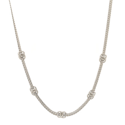 Chanel Metal CC Short Chain Necklace Silver 1 of 6