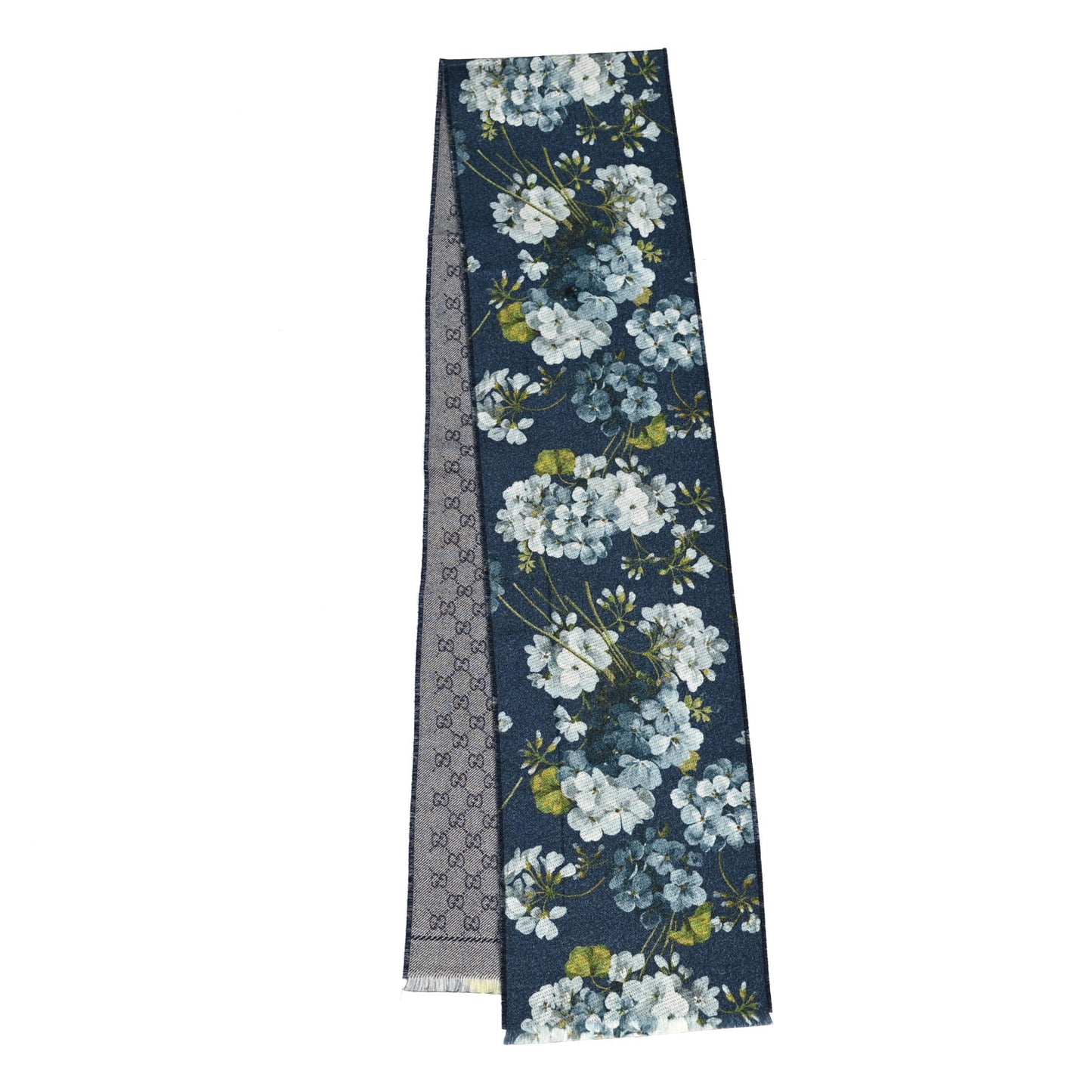 Wool Jacquard GG Monogram Miniorophin Scarf Midnight Blue Sky Blue