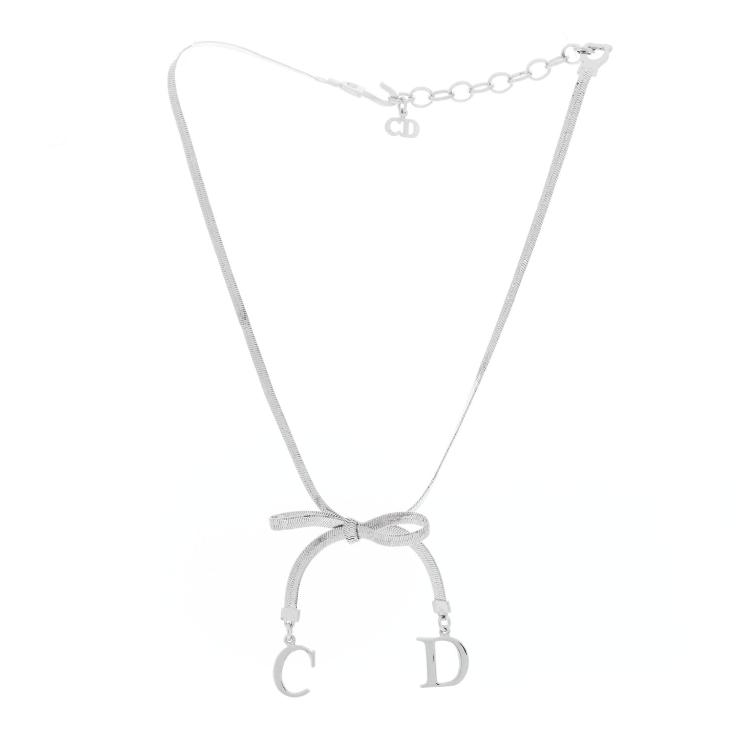 Bow CD Necklace Silver