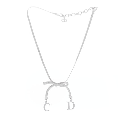 Christian Dior Bow CD Necklace Silver 2 of 3