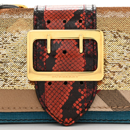 Burberry Suede Watersnake Print House Check Sequin Small Madison Buckle Bag Multicolor 8 of 10