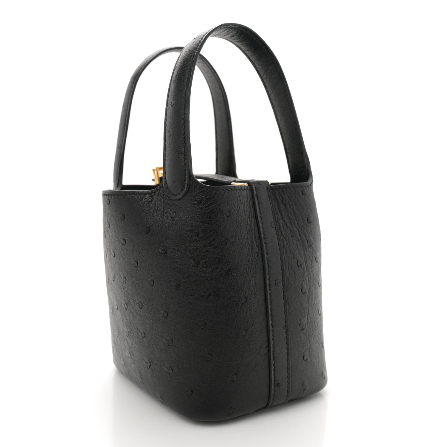 Hermes Ostrich Micro Picotin Lock Black 3 of 12