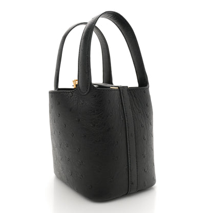 Hermes Ostrich Micro Picotin Lock Black 3 of 12