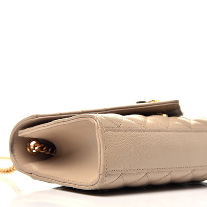Saint Laurent Grain De Poudre Tri-Quilt Monogram Small College Bag Dark Beige 7 of 8