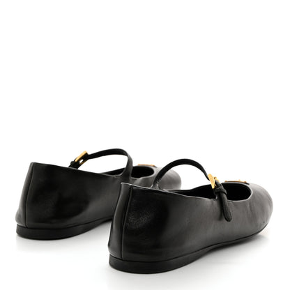 Prada Nappa Metal Triangle Logo Ballet Flats 39 Black 4 of 9
