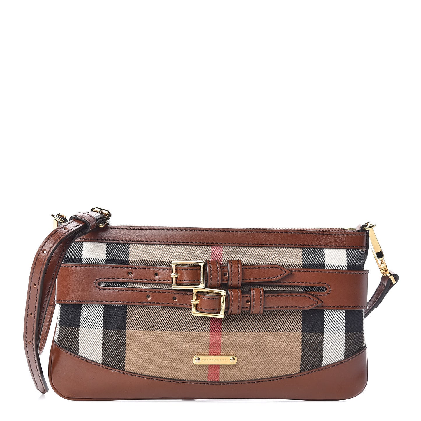 House Check Bridle Calfskin Peyton Crossbody Tan
