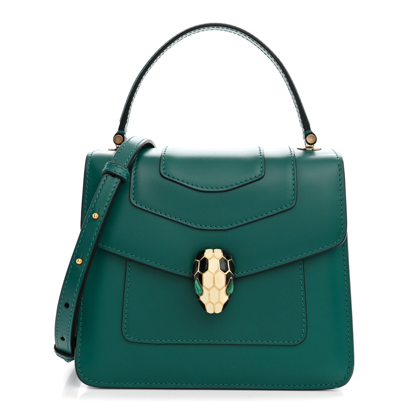 Calfskin Serpenti Forever Top Handle Emerald Green