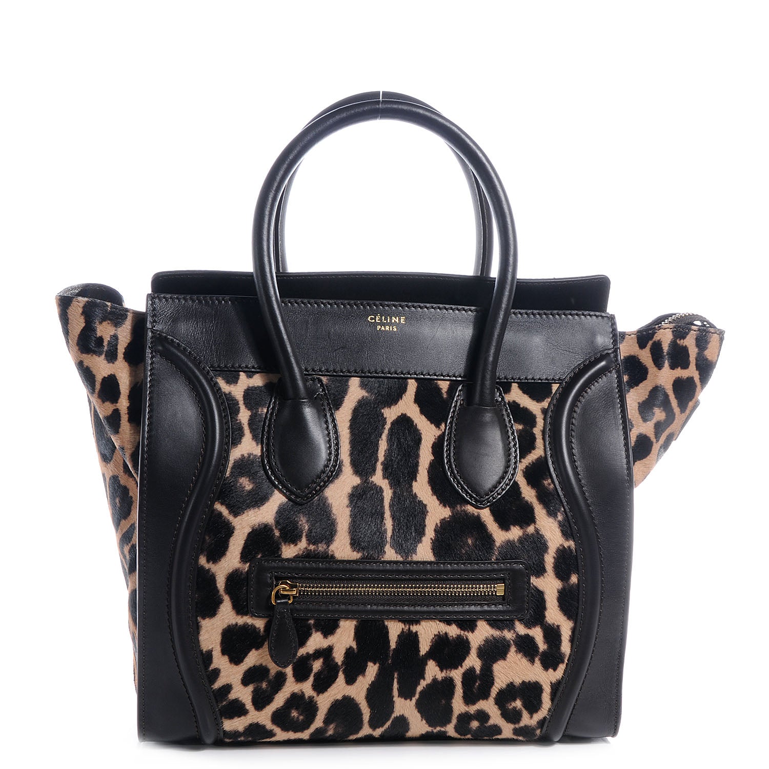 Celine Leopard Pony Hair Mini Luggage Brown 1 of 7