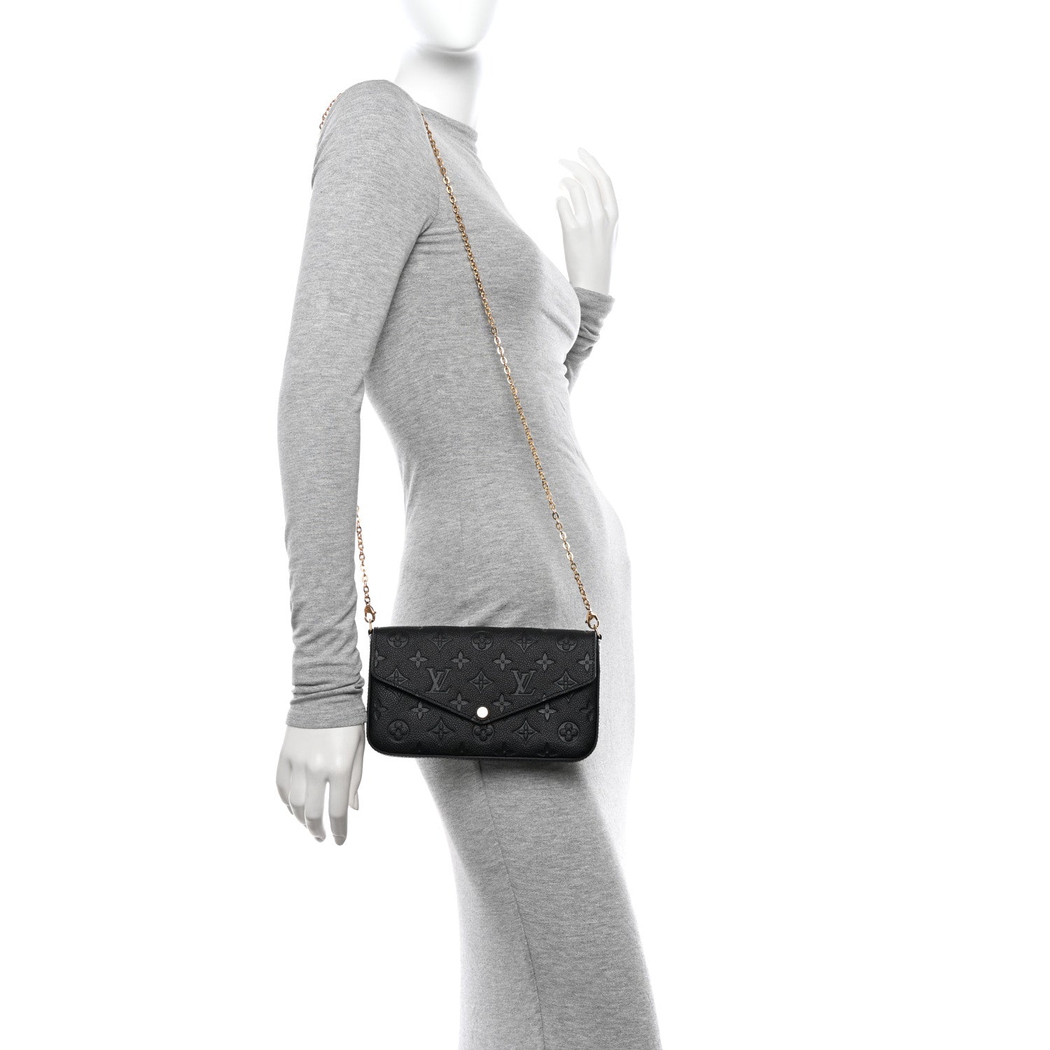 Louis Vuitton Empreinte Pochette Felicie Chain Wallet Black 2 of 12