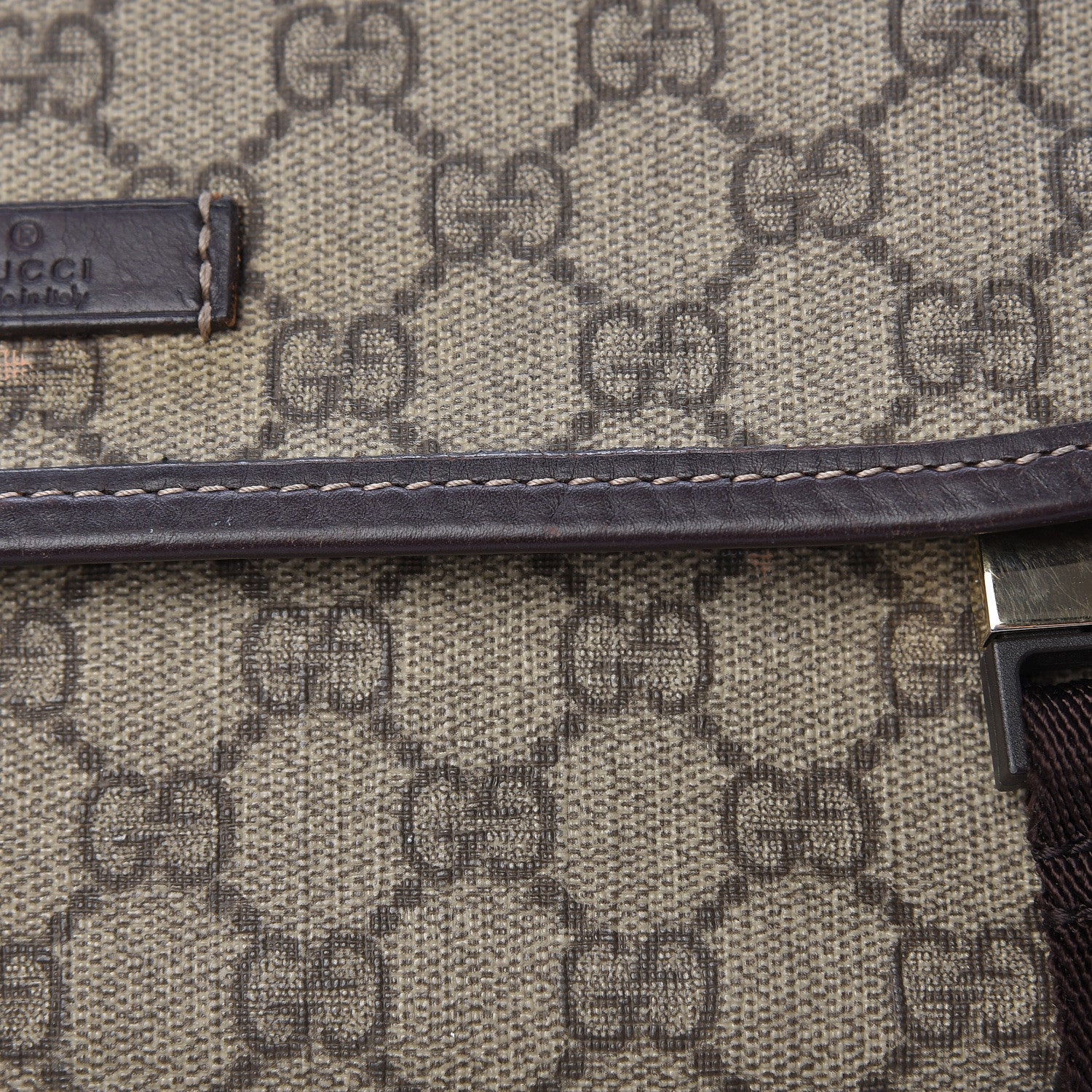 Gucci GG Plus Monogram Medium Double Buckle Flap Messenger Bag Beige Dark Brown 19 of 19