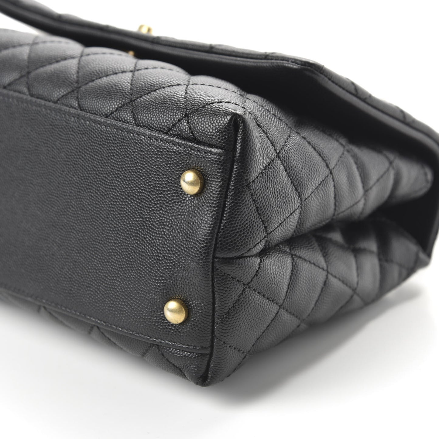 Caviar Lizard Quilted Small Coco Handle Flap Black