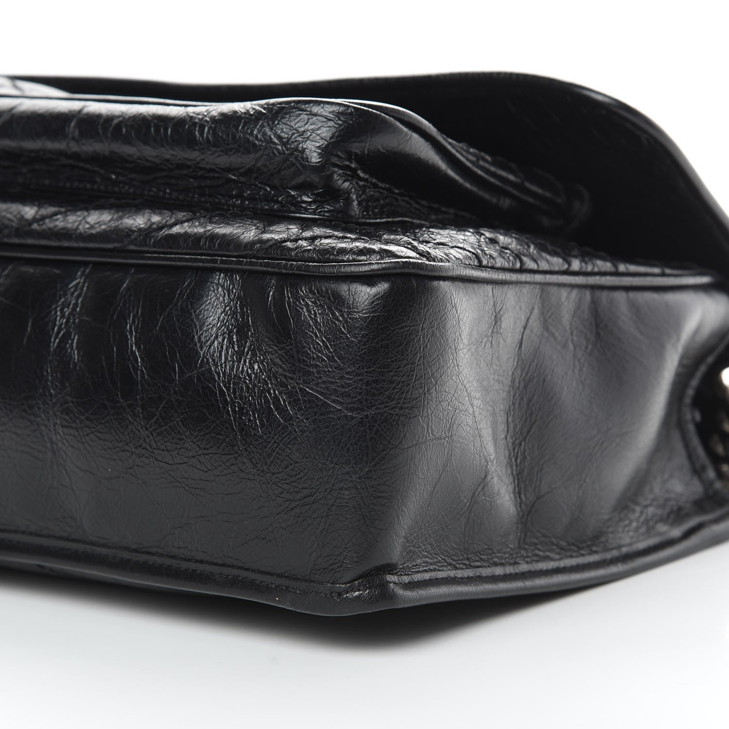 Saint Laurent Crinkled Calfskin Matelasse Monogram Large Niki Chain Satchel Black 10 of 12