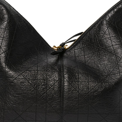 Christian Dior Crinkled Calfskin Macrocannage Large Voyage Bag Black 7 of 9
