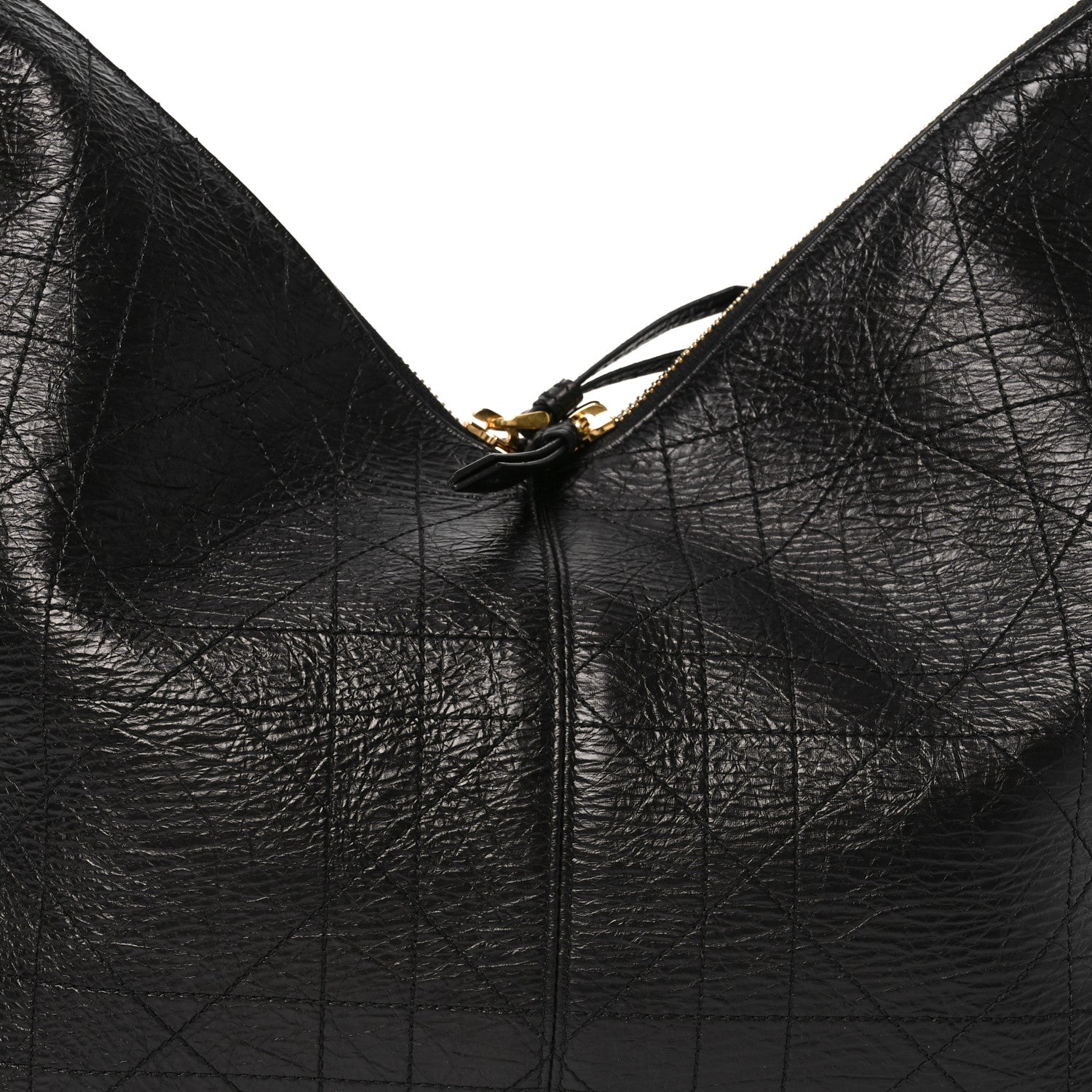 Christian Dior Crinkled Calfskin Macrocannage Large Voyage Bag Black 7 of 9