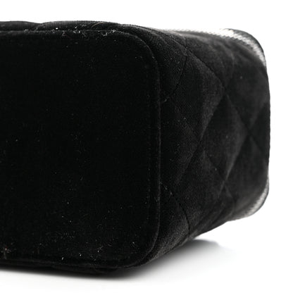 Chanel Velvet Quilted Small Vanity Case With Chain Black 10 of 11