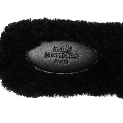 Hermes Woolskin Oran Sandals 38.5 Black 6 of 8