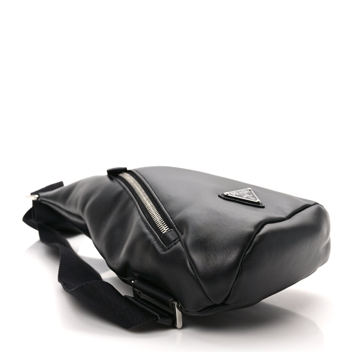 Vitello Daino Logo Embossed Cross Sling Backpack Black