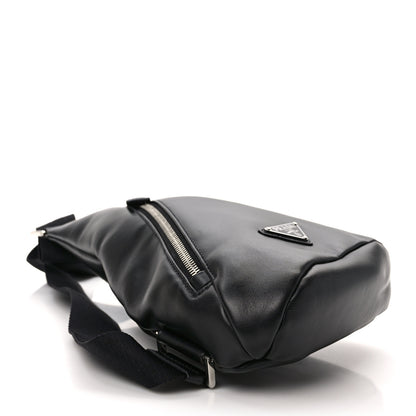 Prada Vitello Daino Logo Embossed Cross Sling Backpack Black 4 of 8