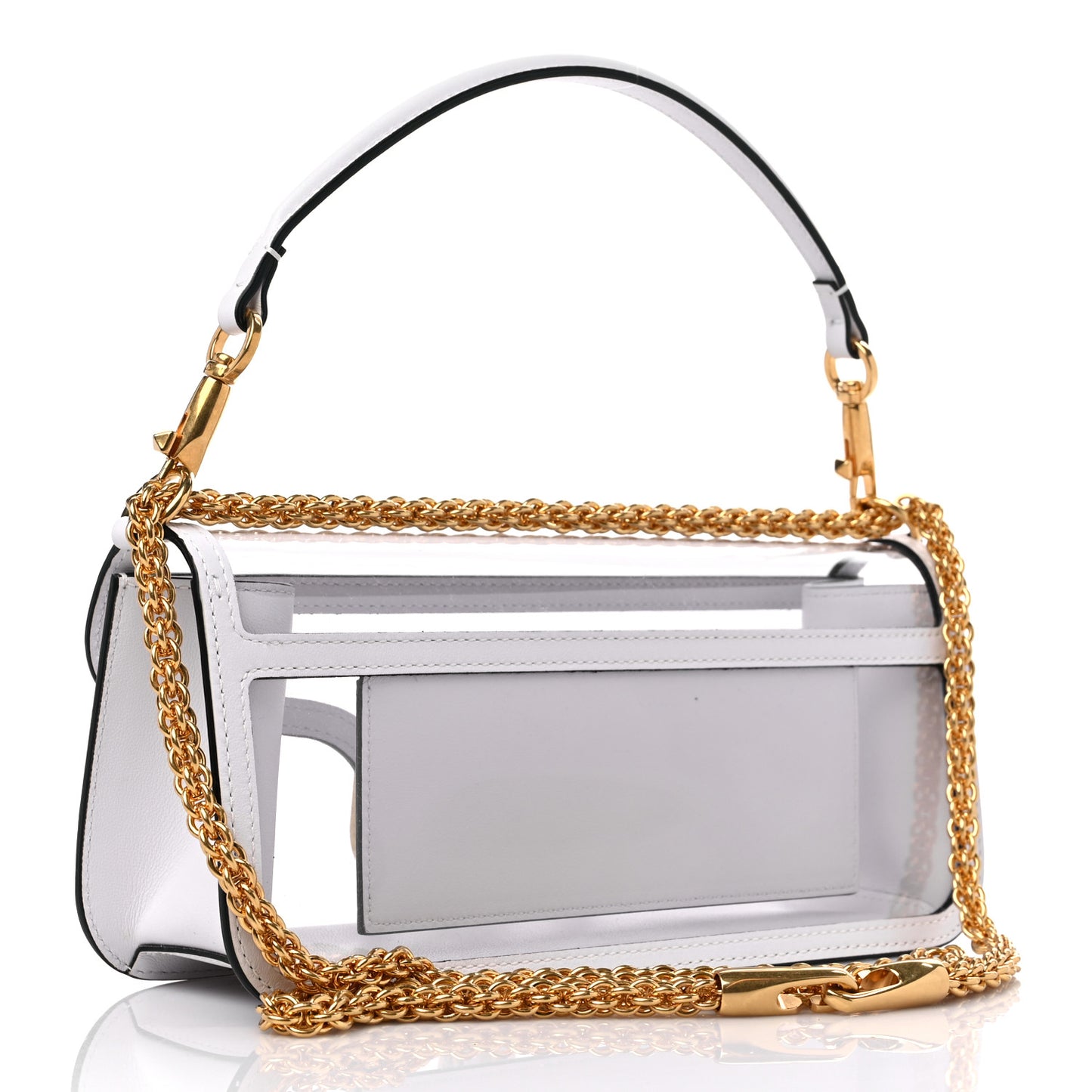 PVC Nappa Vlogo Loco Shoulder Bag Trasparente Optic White