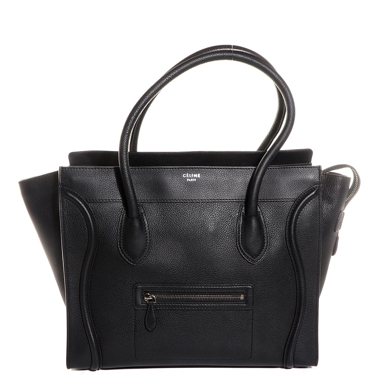 Drummed Calfskin Shoulder Luggage Black