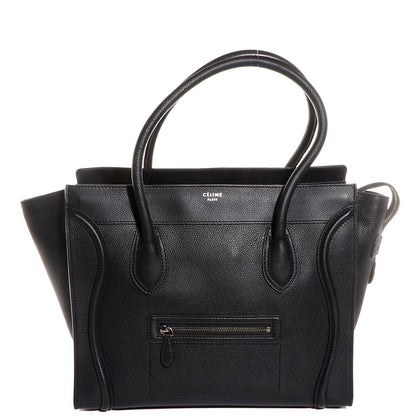 Celine Drummed Calfskin Shoulder Luggage Black 1 of 8