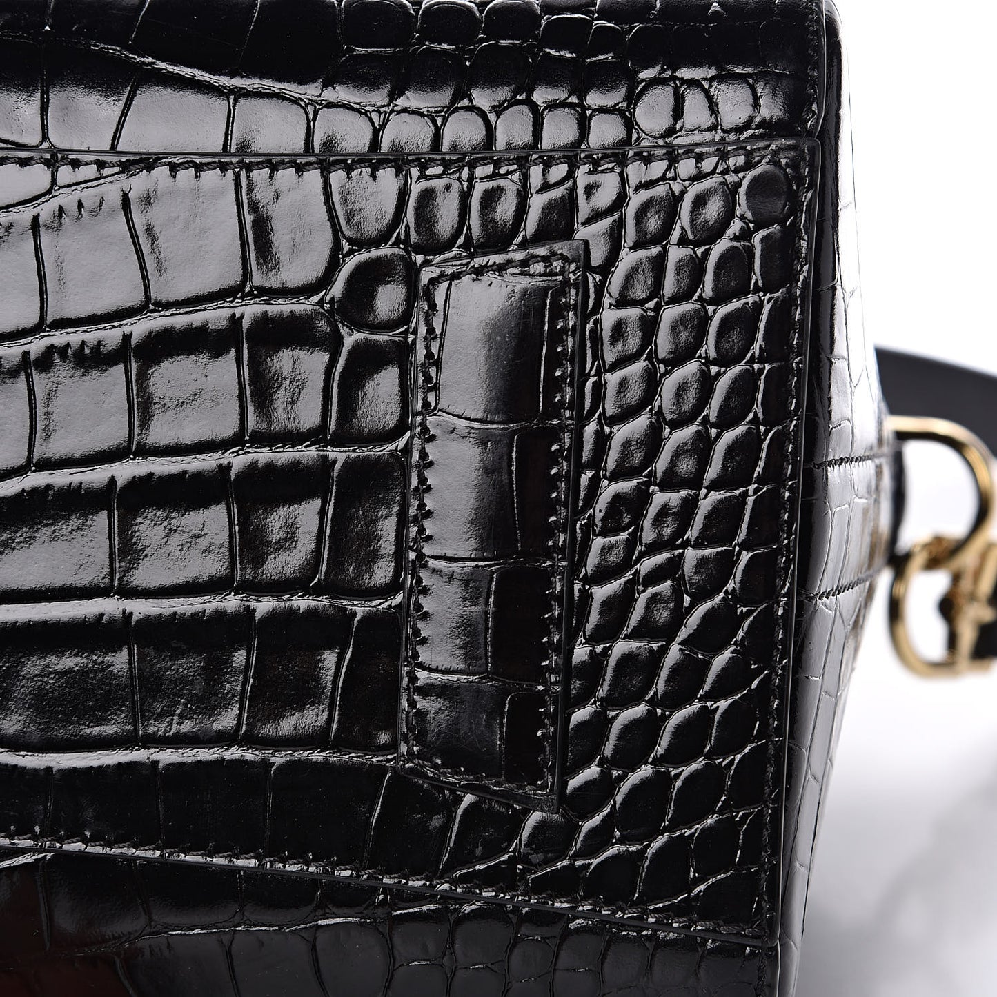 Calfskin Crocodile Embossed Small Antigona Black