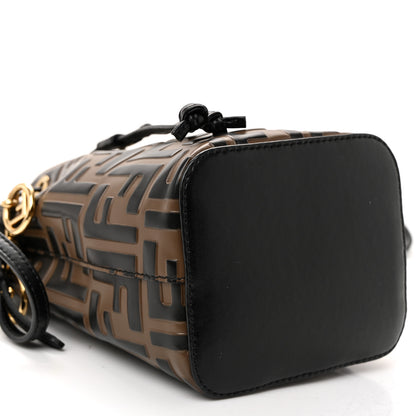 Fendi Vitello Liberty F is Fendi Bi-Color FF 1974 Embossed Mini Mon Tresor Bucket Bag Maya Black 9 of 11