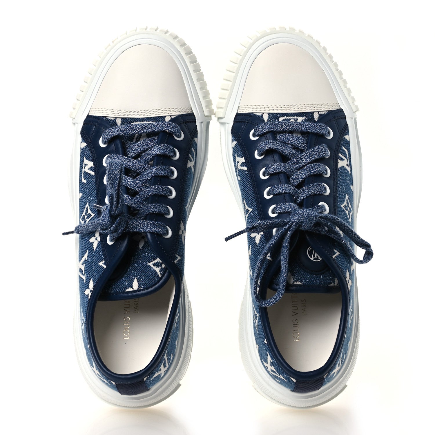 Louis Vuitton Denim Monogram Squad Sneakers 38.5 Marine 2 of 10