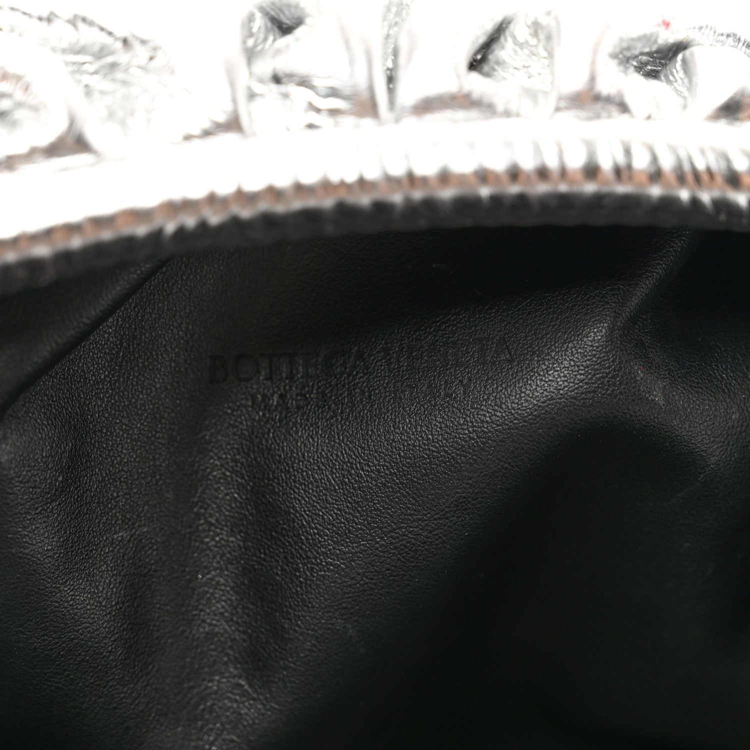 Bottega Veneta Metallic Bark Calfskin Embossed The Pouch Oversized Clutch Silver 6 of 10