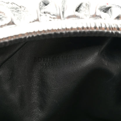Bottega Veneta Metallic Bark Calfskin Embossed The Pouch Oversized Clutch Silver 6 of 10