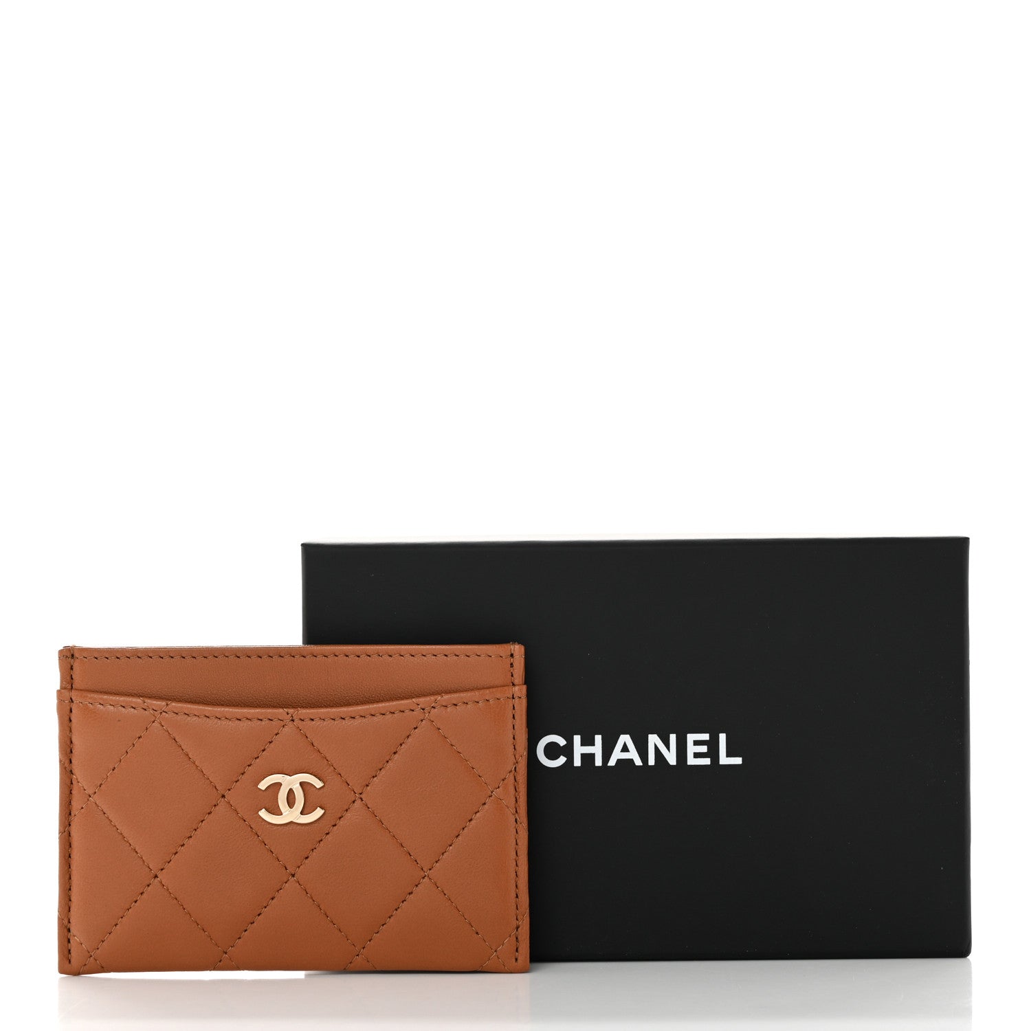 Chanel Lambskin Quilted Card Holder Camel 9 of 9