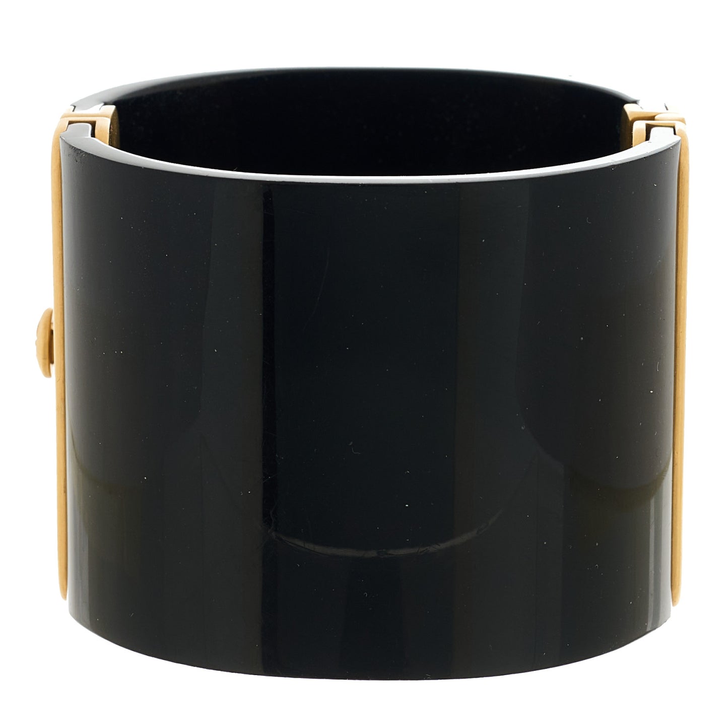 Resin CC Paris Button Cuff Bracelet Black Gold