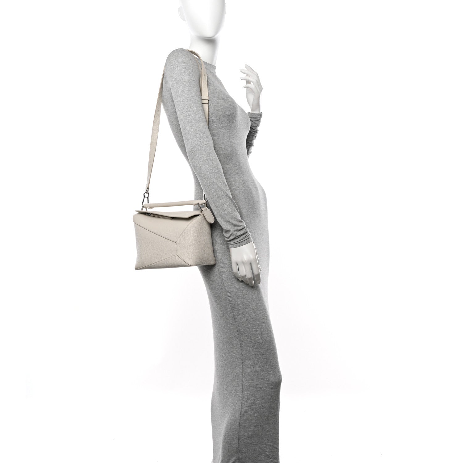 Loewe Soft Grained Calfskin Small Puzzle Edge Bag Soft White 2 of 9