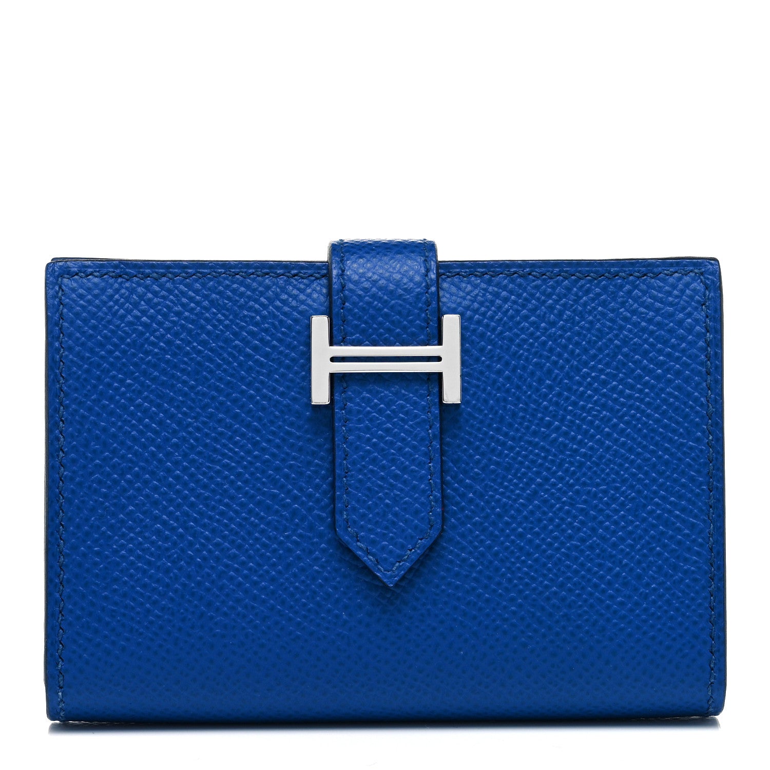 Hermes Epsom Bearn Card Holder Wallet Bleu De France 1 of 8