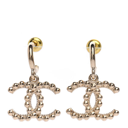 Chanel Metal Bead CC Drop Earrings Gold 1 of 4