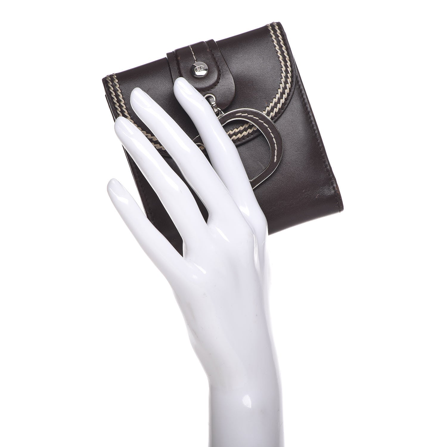 Christian Dior Calfskin Detective Compact Wallet Marron Fonce 2 of 17