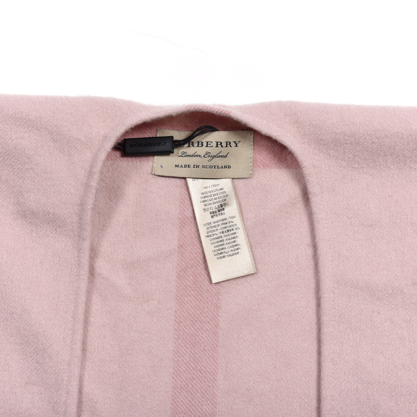 Merino Wool Cashmere Check Collette Cape Scarf Ash Rose