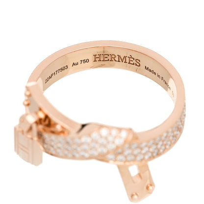 Hermes 18K Rose Gold Diamond Kelly Gavroche Ring 53 6.5 4 of 5