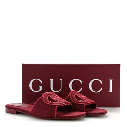 Gucci GG Canvas Interlocking G Cut Out Slide Sandals 37.5 Rosso Ancora 9 of 9