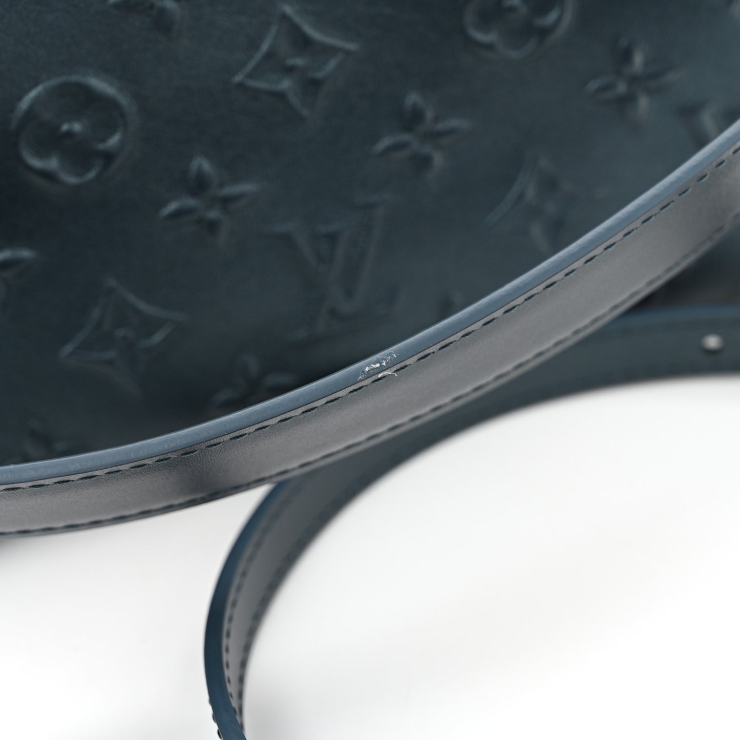 Calfskin Debossed Monogram Side Trunk Moon Bleu