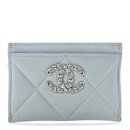 Chanel Lambskin Quilted Chanel 19 Card Holder Light Blue 1 of 11