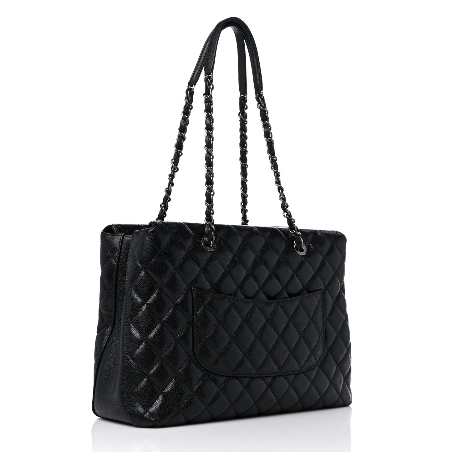 Caviar Quilted City Shopping Tote Black