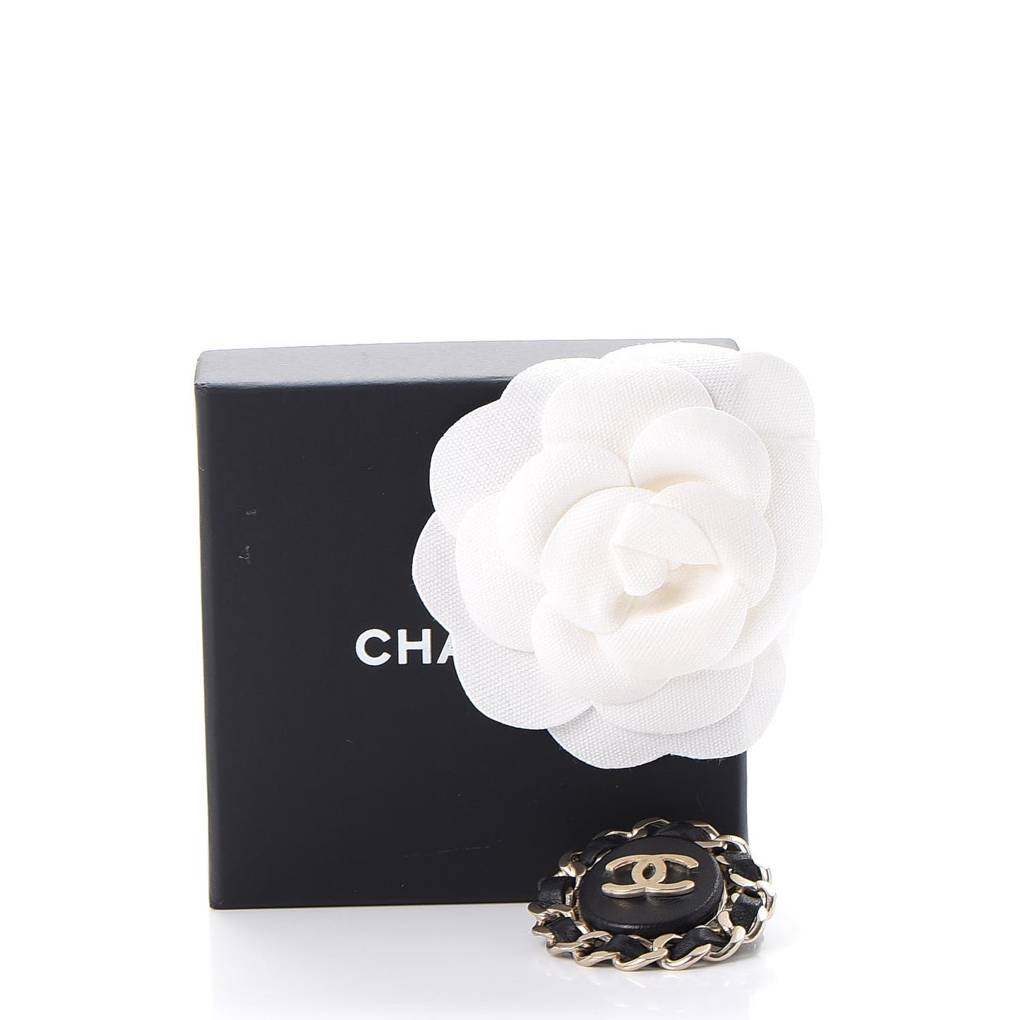 Lambskin CC Brooch Black Gold