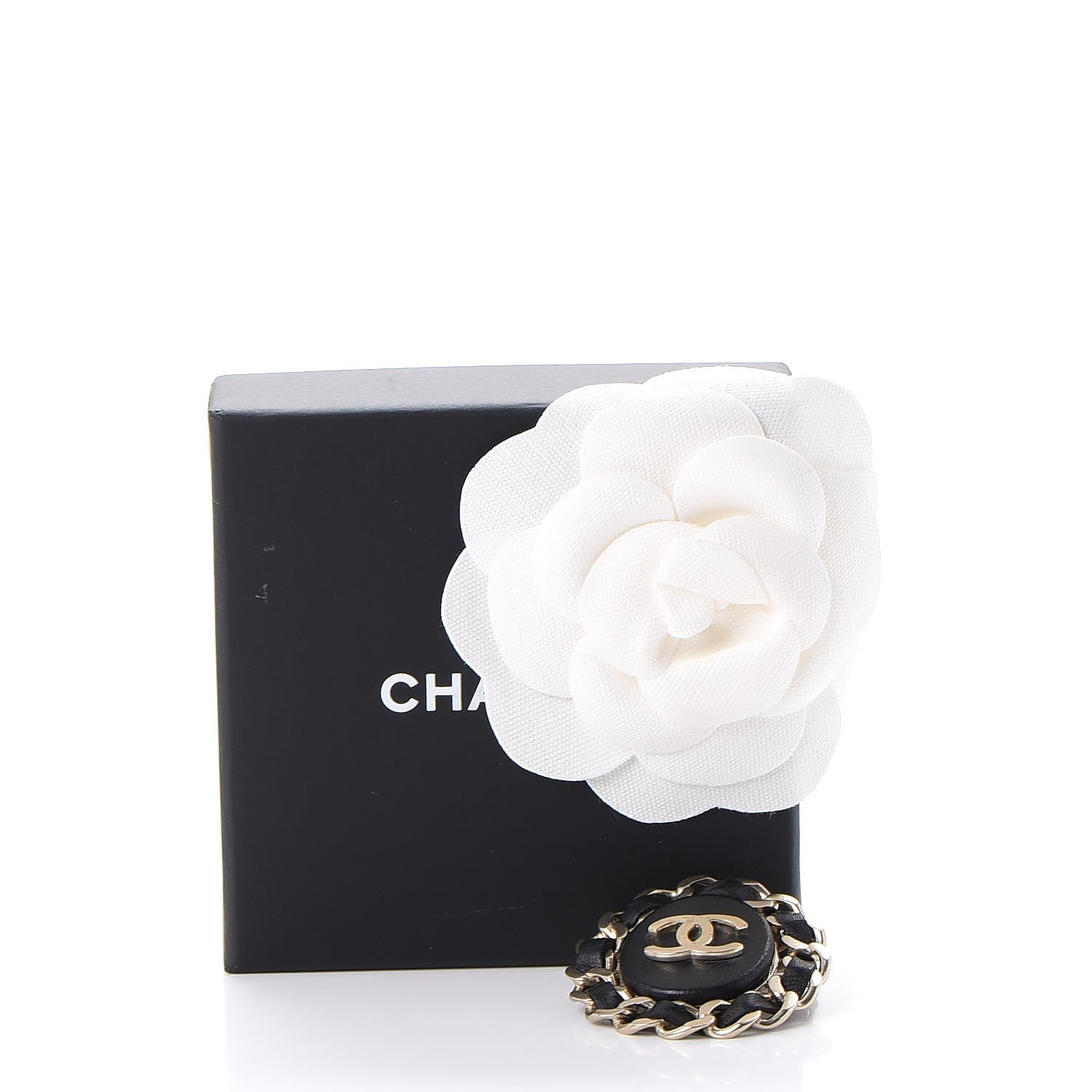 Chanel Lambskin CC Brooch Black Gold 5 of 5