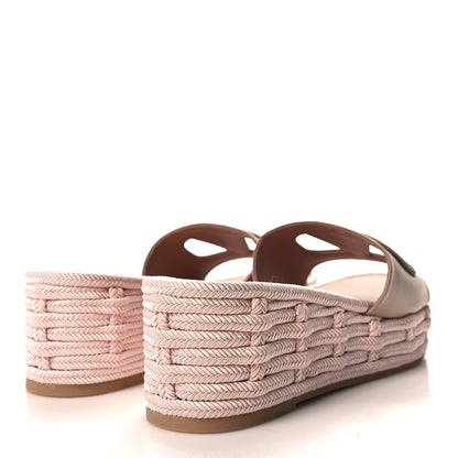 Valentino Garavani Calfskin Vlogo Platform Espadrille Slide Sandals 38 Neutral 4 of 8