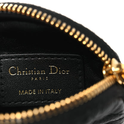 Christian Dior Supple Calfskin Cannage Round Detachable Caro Coin Purse Black 6 of 7