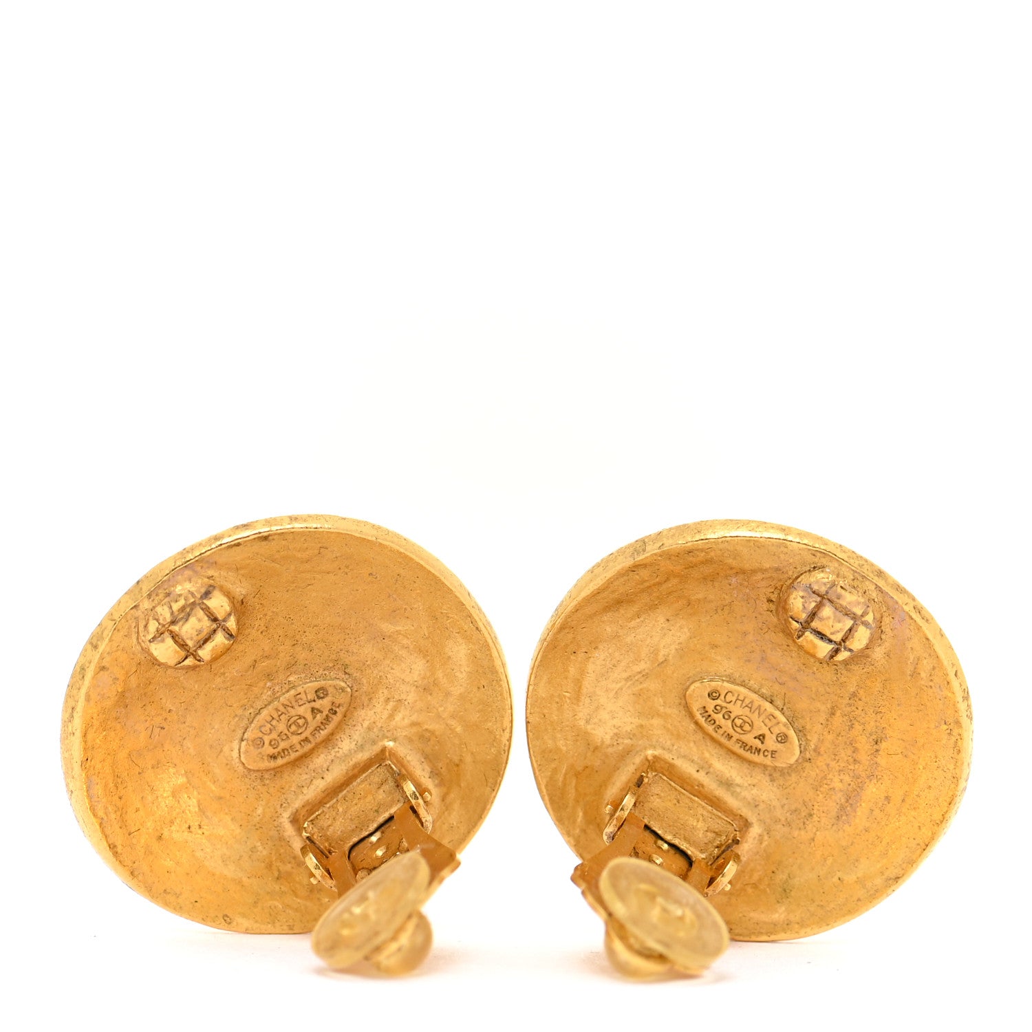 Chanel Metal CC Button Clip On Earrings Gold 4 of 5