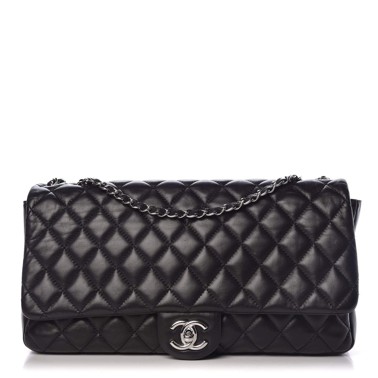 Chanel Lambskin Quilted Jumbo Coco Rain Flap Black 1 of 15