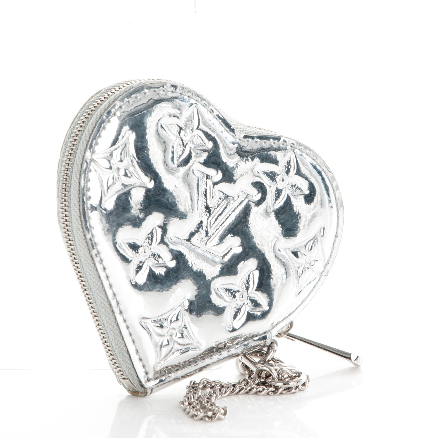 Louis Vuitton Monogram Miroir Heart Coin Purse Silver 3 of 6