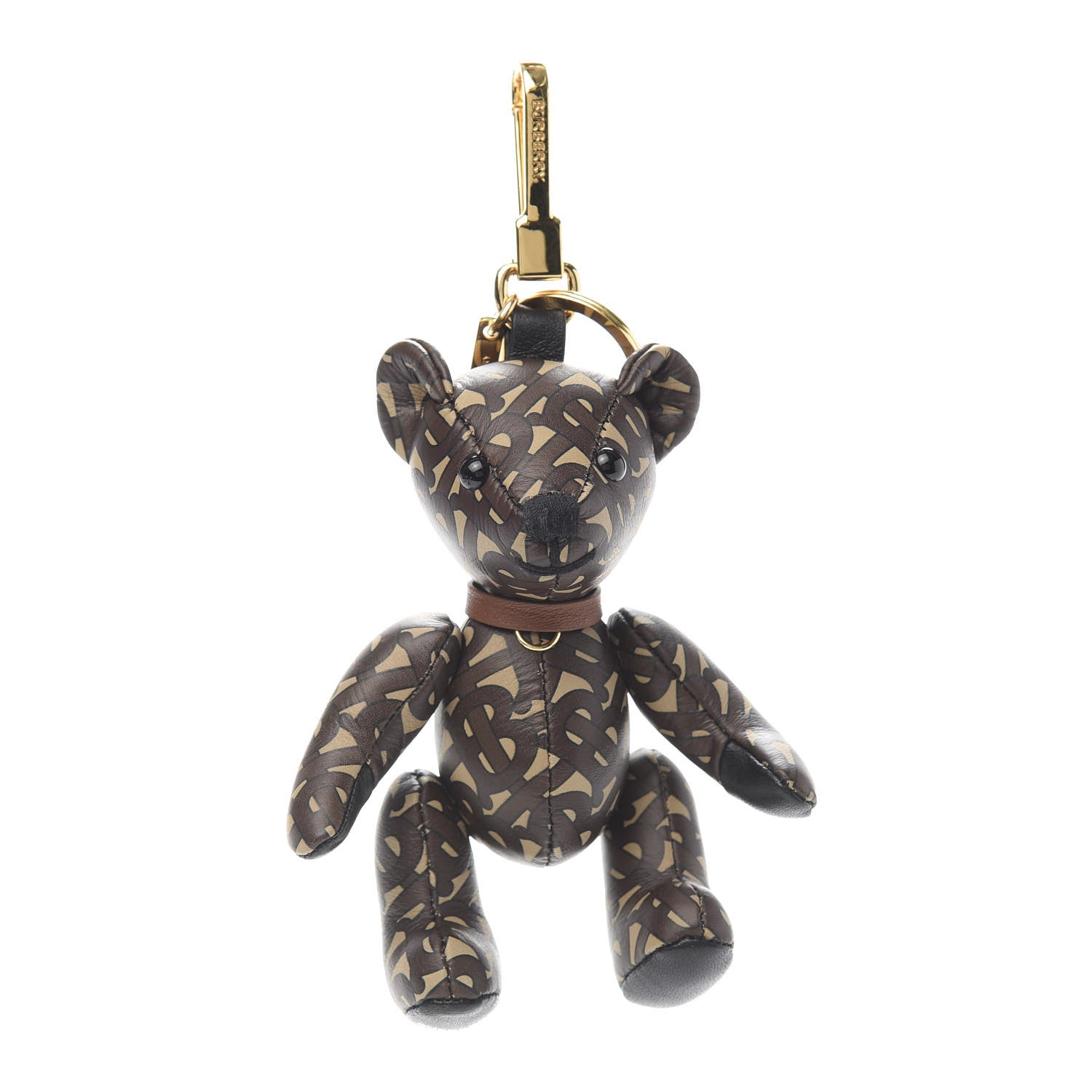Burberry Calfskin Print Monogram Thomas Bear Bag Charm Bridle Brown 1 of 5